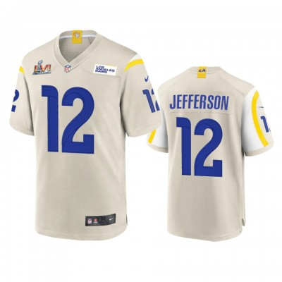 Los Angeles Los Angeles Rams #12 Van Jefferson Men's Super Bowl LVI Patch Nike Game NFL Jersey - Bone Men's